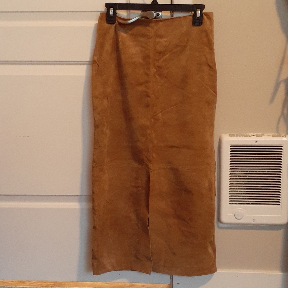 Leather lined mid calf long skirt